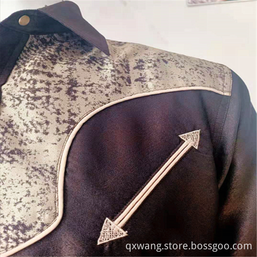 Polyester Jacquard Charro Langhülse Männer Cowboy-Hemden